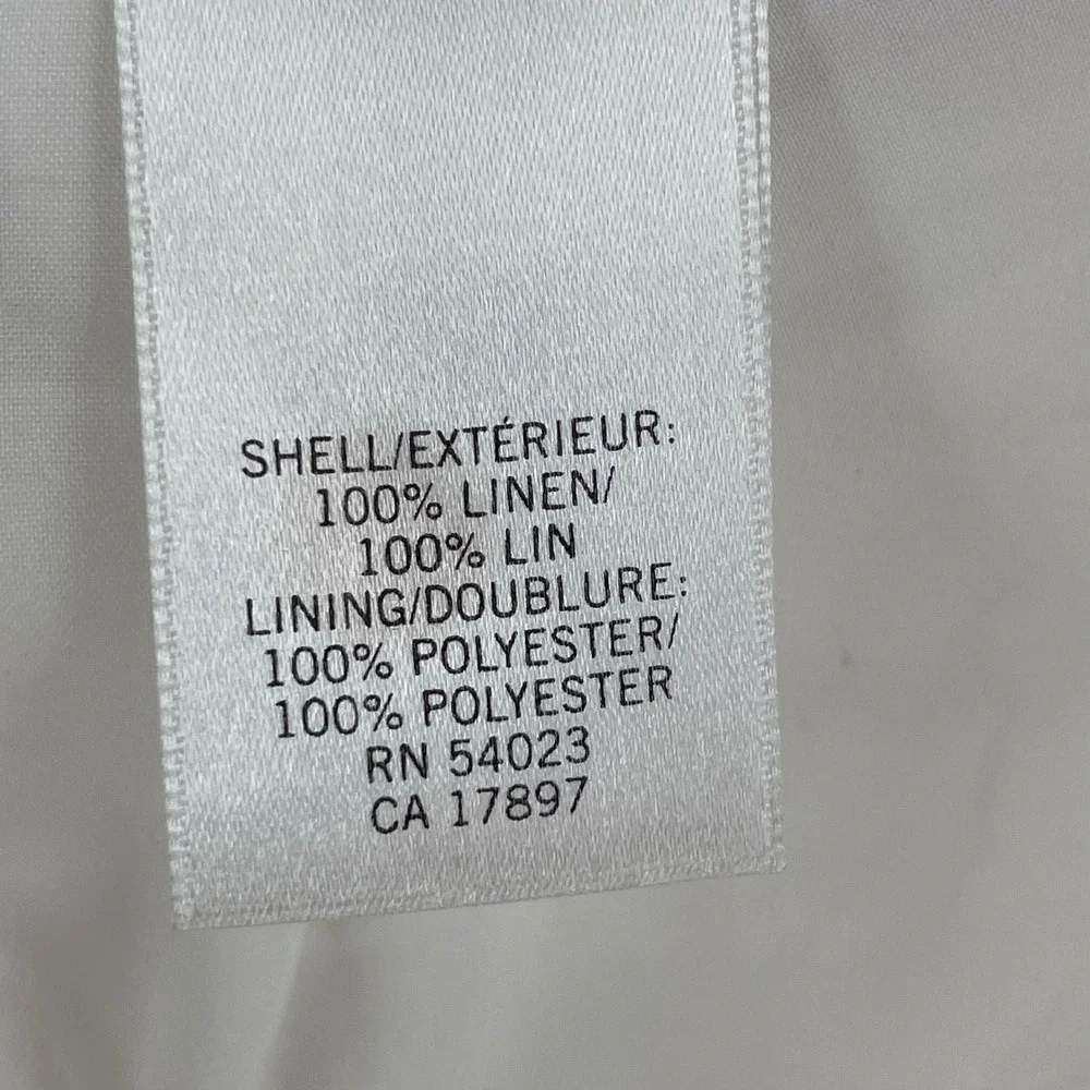 Banana Republic Martin Fit 100% Linen Pants Womens 6 Ivory Straight Wide Leg